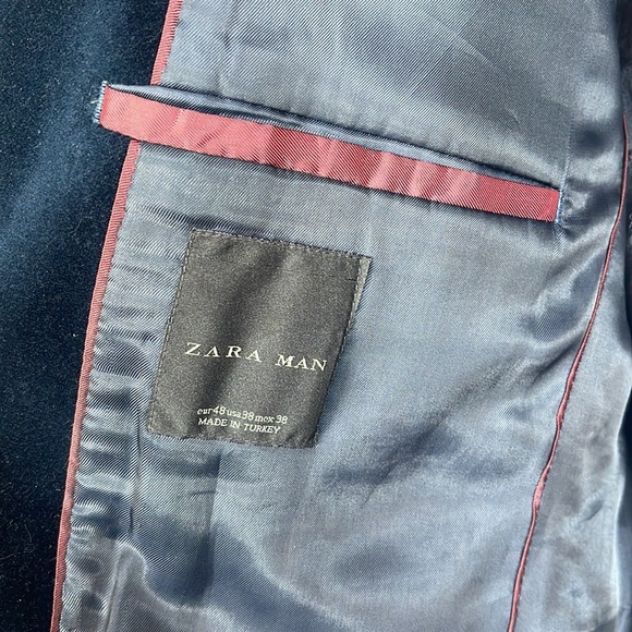 ZARA Mens Navy Velvet Blazer ‘38’ - Picture 6 of 7